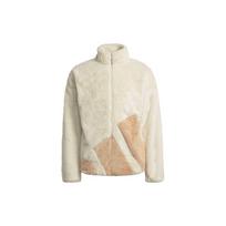 Adidas Fur Jacket With Large Logo And Stand-Up Collar Zip Fitted Fleece Sports Coat Women Outerwear Off-White HI1200 L white
