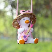 Cute Playing Guitar Swing Car Rearview Mirror Hanging Ornament for Interior Decoration One Size
