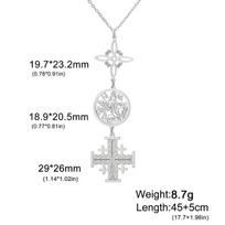 EUEAVAN Jerusalem Cross Witch Knot Necklace Stainless Steel Vintage Pentacle Tetragrammaton Necklaces Triple Protection Jewelry white