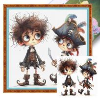 Pirate Boy Printed Cross Stitch Kit DIY 11CT Embroidery Craft Set Home Decor