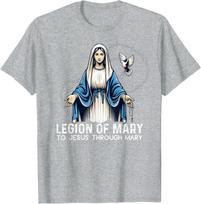 Legion of Mary Our Lady Catholic TShirt 100 Cotton ONeck Short Sleeve Summer Casual Mens Tshirt Streetwear 4XL gray