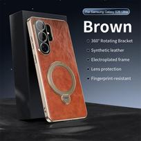 Naujas Odinis Magnetinis Laikiklis Telefono Dėklas Samsung Galaxy S26 Ultra S25 Ultra S24 Ultra Kritimui Atspari Apsauga Galinis Dangtelis Galaxy S26 Ultra brown