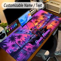 Large Mouse PadGTA Custom Name Text Personalized Desk Mat Non Slip Gaming Pad 30cmx80cm blue