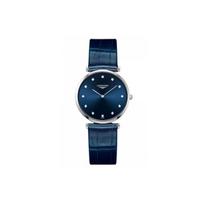 Longines Gala Series Quartz Movement Diamond Hour Markers Watch 33mm Blue Dial Stainless Steel Case Alligator Leather Strap L4.709.4.97.2 Blue Dial blue