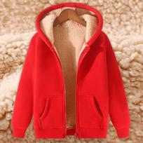 Men's Black Lambskin Jacket & Velvet-Lined Hooded Sweatshirt for Fall/Winter Euro 3XL (5XL) raudona