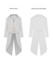 Steampunk Gothic Medieval Tailcoat Cosplay Costume, Tailcoat Jacket & Vest Suit for Adults and Kids, Halloween Role Play Outfit 155&Traditional Cultural Wear white