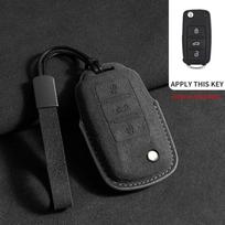 Suede Automobilio Raktų Dėklas Dangtelis Raktų Pakabukas VW Volkswagen Golf 7 MK7 Tiguan MK2 for Ateca Leon FR Ibiza Skoda Octavia Kodiaq black