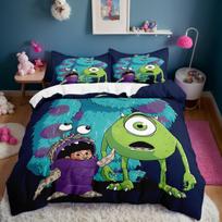 Cartoon Monster University 3D Printed Duvet Cover Set, Monsters Bedding Set Comforter Covers For Children Bedroom Decor Gifts 100x135cm 2pcs&Duvet Cover blue