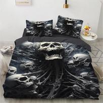 „Rose Skull Anime“ antklodžių užvalkalų komplektai, patalynės komplektas, garsus antklodės užvalkalas, viengulė lova, karalienės dydžio, viengulė lova, tiesioginio pristatymo dovana EU Single(135*200cm)3pcs gray
