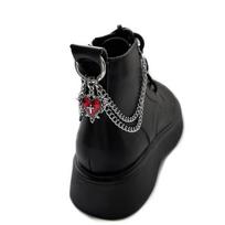 1Pc Red Heart Cross Shoe Buckle Versatile Thorns Roses Titanium Steel Chain Decorative Accessory Boots Shoe Party Diy Jewelry A3 black