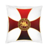 Knights Templar Seal Cross Pillow Cover Decoration Medieval Crusader Warrior Cushions Throw Pillow For Car Double-Sided Printing Peach skin 18*18(CM)-1Pcs
