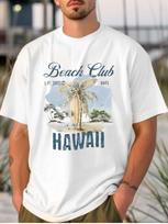 Hawaii Beach Club Vintage Surf Graphic Tee - Tropical Palm Tree Paradise T-Shirt XXXXL gray