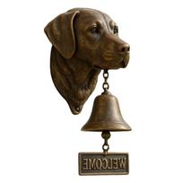 Antique Bronze Dog Head Shape Resins Welcome Doorbell Outdoor Wall Hanging Decoration For Dog Lover Home Entrance Decors