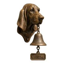 Antique Bronze Dog Head Shape Resins Welcome Doorbell Outdoor Wall Hanging Decoration For Dog Lover Home Entrance Decors