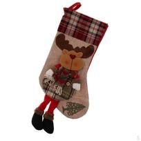 Santa Claus Snowman Elk Bottom Plaid Candy Bag Decoration Elk gray