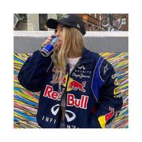Rion Racing Jacket Vintage, Bomberio striukė su raštu, F1 gatvės mados striukė Y2k M black
