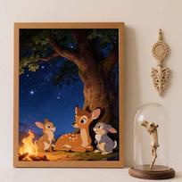 Disney Diamond Art Painting Kit 5D Bambi and Friends Diamond Painting Dot Art Kit Home Wall Decor Round 30x40cm brown