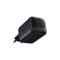 Sieninis įkroviklis EnerFill FE22 45W 2xUSB-C QC PD su USB-C kabeliu 1m, juodas