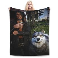 Arthur Morgan Cattle Fleece Throw Blanket RDR2 Game Blankets for Sofa Car Warm Bedspread 100x150cm gray
