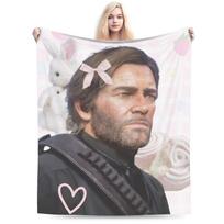 Arthur Morgan Cattle Fleece Throw Blanket RDR2 Game Blankets for Sofa Car Warm Bedspread 100x150cm beige
