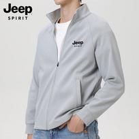 JEEP SPIRIT Men's Casual Stand-Collar Knit Jacket 2XL gray