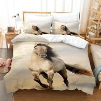 3D Anime Horse Bedding Set Single Twin Full Queen King Size for Men Women Kids Bedroom Duvet Cover Sets 70x133cm 2pcs beige
