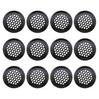 12pcs Round Cabinet Air Duct Vent Dia.35mm Steel Louver Mesh Hole Plug Decoration Cover Wardrobe Grille Ventilation Systems black