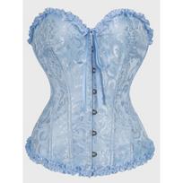 European And American Palace Strapless Sexy Lace Corset Waist Shaping Bustier Top L gray