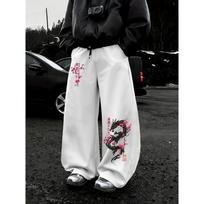Tokyo Dragon and Plum Blossom Pattern Men's Sports Pants with Elastic Drawstring at the Waist Ideal for Street and Casual Wear 2XL black