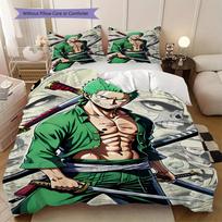 Zoro One Piece minkštas ir patogus užvalkalas antklodei, vaikų patalynės komplektas, dovana, itin didelis dydis, įvairių dydžių LXR135 AU Single 140*210cm/55x83in 3pcs