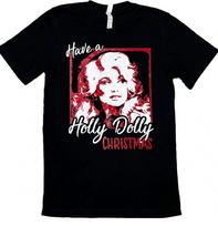Dolly Parton Christmas Shirt Holly Dolly Christmas Black Tee Holiday Graphic L brown