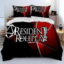 R-Resident Evil Games Gamer Bedding Set Duvet Cover Sheet Printed Bed Set Pillowcase Bed Full Queen King Size Comforter Bedroom 135x200cm gray