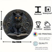Paslaptingas žaismingas katės ženklas - Išskirtinio vintažinio stiliaus dizainas, dirbtinai reljefinis paviršius, sienų dekoras, kavinė, svetainė, idealus dovanų variantas 20x20cm