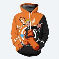 2024 New 3D Printed Japanese Anime Naruto Pattern Men's Pullover Cosplay Naruto Fashion Streetwear Casual Men's Hoodies 4XL orange