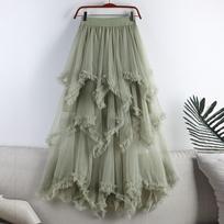 Sexy Lace Women Strapless Elastic Waist Fashion Skirts One Size gray