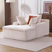Sleeping sofa modern cloud sofa with chaise lounge, comfortable couch for living room with 3 cushions & 1 blanket, no assembly required, beige 165 x 112 x 63 cm