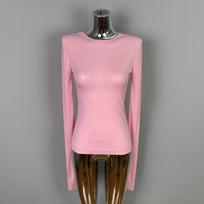 Korean Sexy Sheer Slim-Fit Round Neck Base T-Shirt S pink
