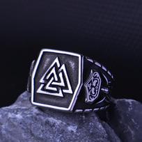Vintažinis nerūdijančio plieno vikingų žiedas vyrams moterims, šiaurietiškas amuletas, kompasas, runų, valknuto žiedas, įvairaus stiliaus papuošalas, dovana vaikinui 12 blue
