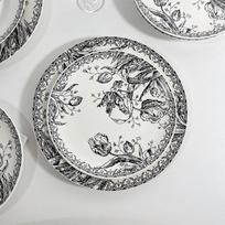 Spot Premium French Black Tulip Flower Ceramic Plate Art Western Food Soup Plate Cup Plate Hand Painted Dessert Steak Dining gray