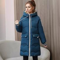 YJKDYK 2024 Winter Women's Jacket Zipper Hooded Thicken Warm Cotton Jacket Female Pure Color Casual Long Jacket Parka Tops XL black