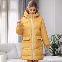 YJKDYK 2024 Winter Women's Jacket Zipper Hooded Thicken Warm Cotton Jacket Female Pure Color Casual Long Jacket Parka Tops XXL beige