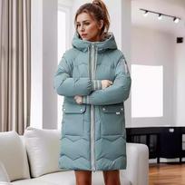 YJKDYK 2024 Winter Women's Jacket Zipper Hooded Thicken Warm Cotton Jacket Female Pure Color Casual Long Jacket Parka Tops S žalia