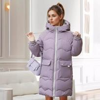 YJKDYK 2024 Winter Women's Jacket Zipper Hooded Thicken Warm Cotton Jacket Female Pure Color Casual Long Jacket Parka Tops XXXL gray