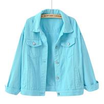 Spring Autumn New Denim Jacket for Women Casual Short Sleeve Tops Loose Color Jean Outerwear Daily Casual Streetwear Female Coat 4XL blue