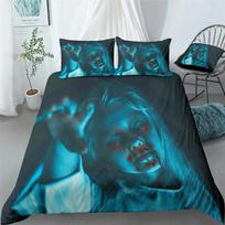Scary Horror Movie Duvet Cover Set Dark Terror Killer Bloody Bedding Set Horrible Halloween Quilt Cover Single Double King Size EU Single 135x200cm blue