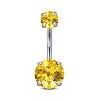 G23 Titano Lydinio Dvigubo Smaigalio Pilvo Mygtuko Žiedas 14mm length with 5mm/8mm balls auksas