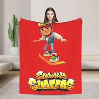 Subway Surfers  Knitted Blanket Flannel Running Lightweight Thin Throw Blanket for Home Couch Bed Rug 100x150cm