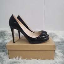 Moteriški Siurbliai Platforma Stiletai Vasariniai 11 cm Seksualūs atviri aukštakulniai sandalai Elegantiški Peep Toes Pumps Vestuviniai batai 43 black