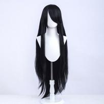100 cm ilgio tiesūs cosplay perukai, suderinami su anime, universalūs, karščiui atsparūs sintetiniai plaukų perukai + peruko kepuraitė as the picture-1pc black