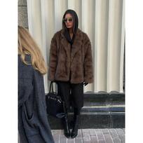 Fashion Dark Brown Faux Fur Lapel Short Jacket Oversized Long Sleeve Buttons Cropped Coats New Winter Female Outerwear S gray